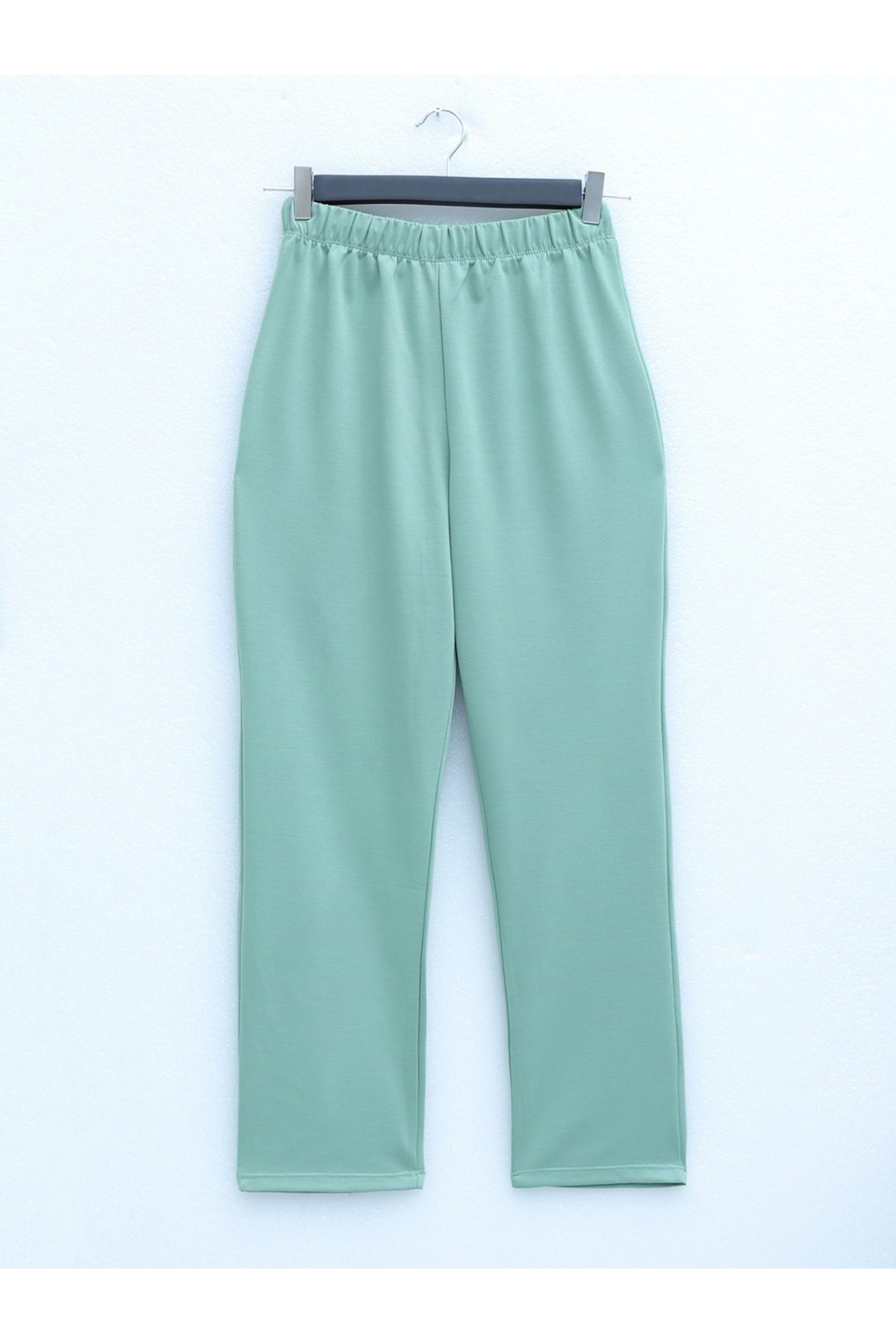 Yuvarlak Yaka Üst Uzun İki İplik Penye Takım -Su Yeşili