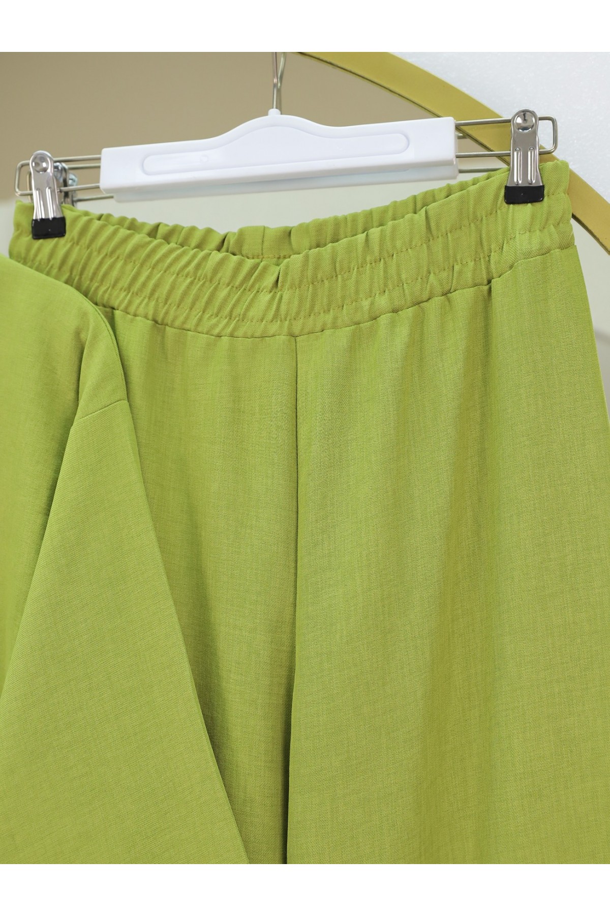 Önden Bağlamalı Pantolonlu Kimono Takım -Yağ Yeşili