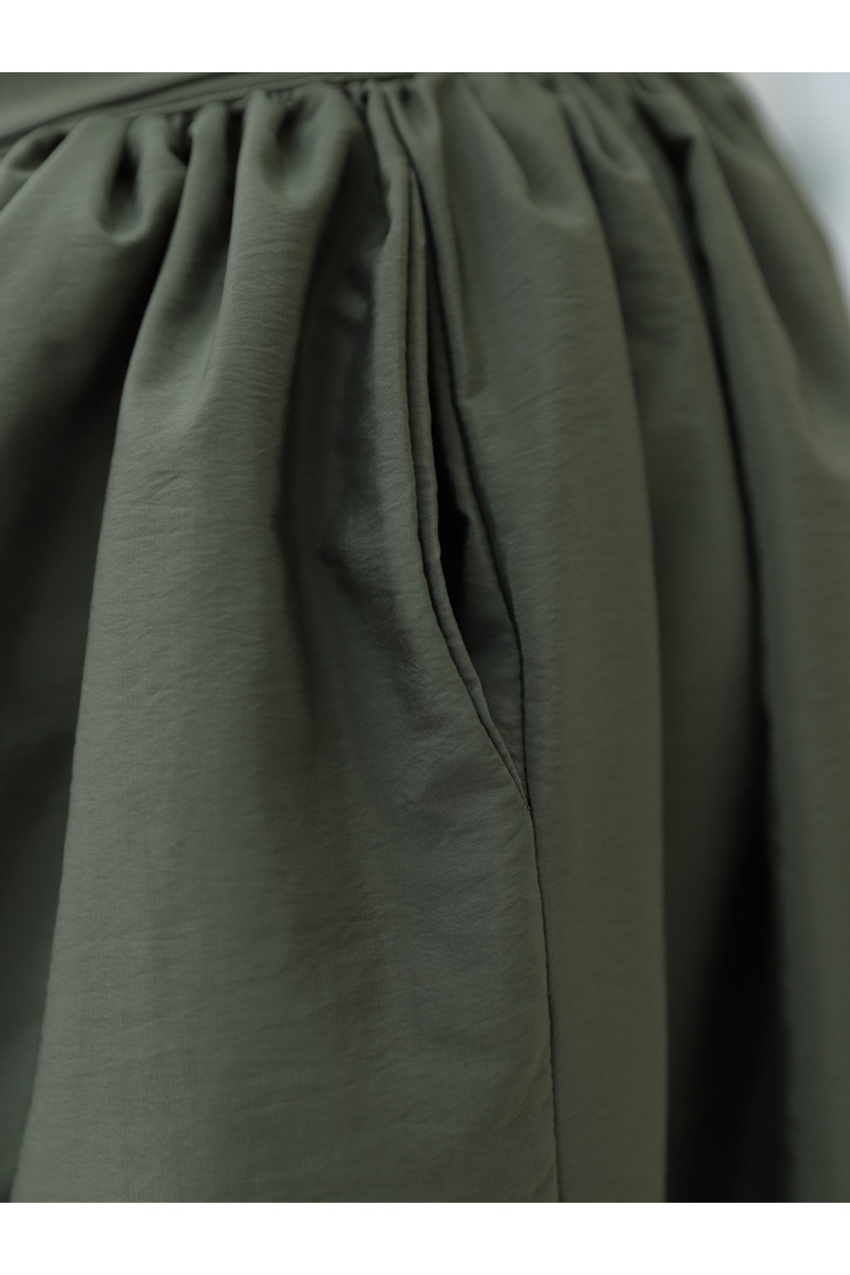 Piliseli Kemerli Paraşüt Etek -Haki