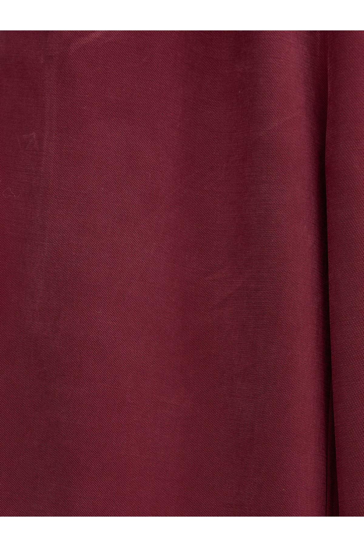 Beli Lastikli Bağcık Detaylı Cepli Bol Paça Tensel Pantolon -Bordo