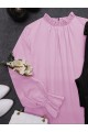 Yakası Büzgülü Bluz     -Pembe