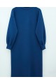 Yuvarlak Yaka Uzun Oysh Elbise -Petrol