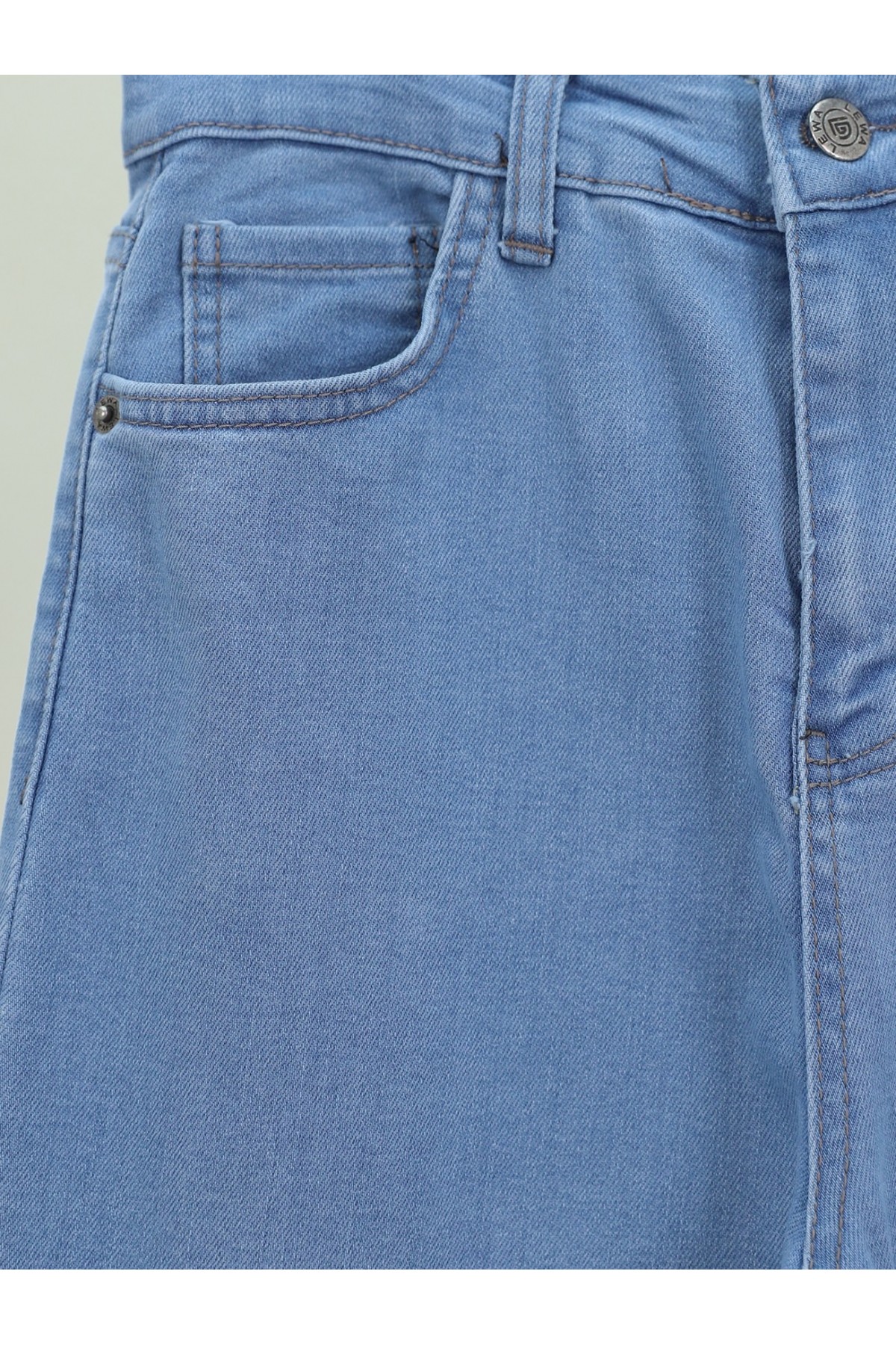 İspanyol Paça Yüksek Bel Kot Pantolon   -Açık Mavi