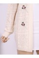 Ajurlu Nakışlı Hırka   -Krem