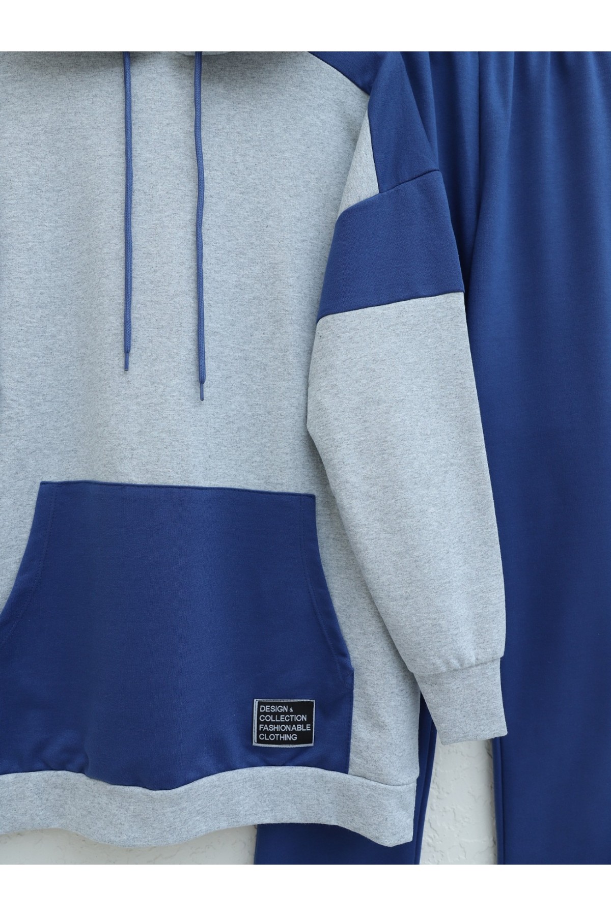 Kanguru Cepli Çift Renkli Takım -Gri