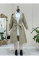 Bolero Detaylı Kemerli Araboy Trençkot -Taş