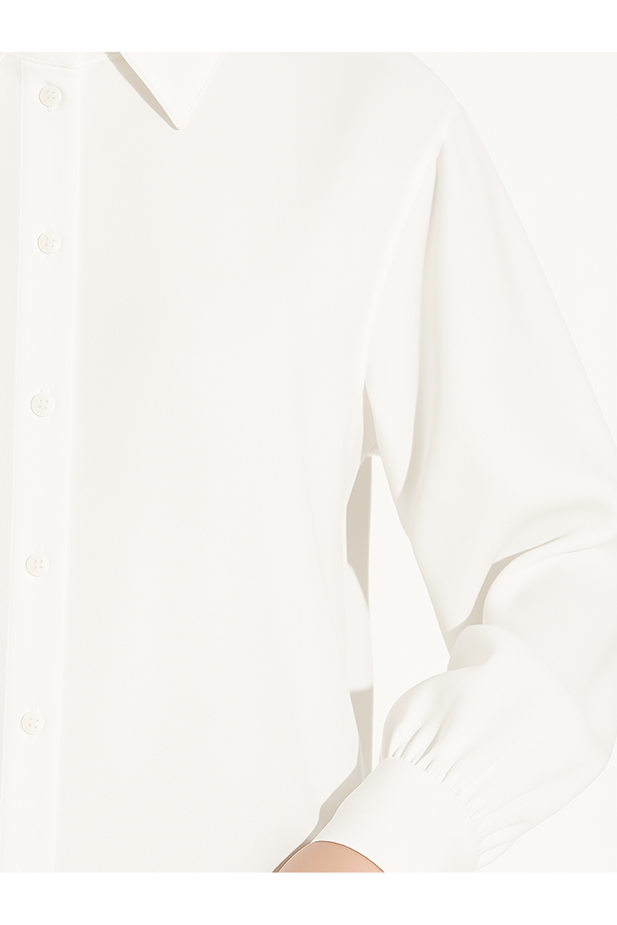 Düğmeli Oversize Düz Gömlek -Beyaz