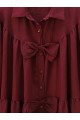Önü Fiyonk Detaylı Parçalı Gömlek  -Bordo