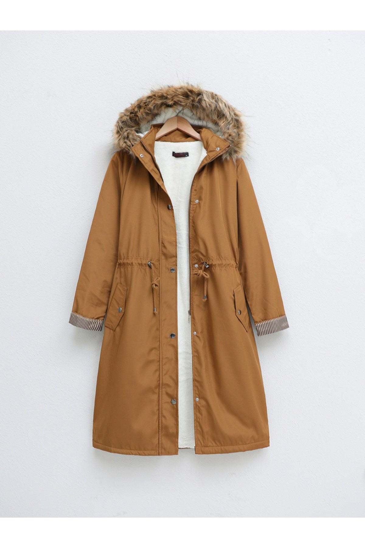 İçi Pelüş Çıkma Ķapşonlu Bondig Mont -Hardal