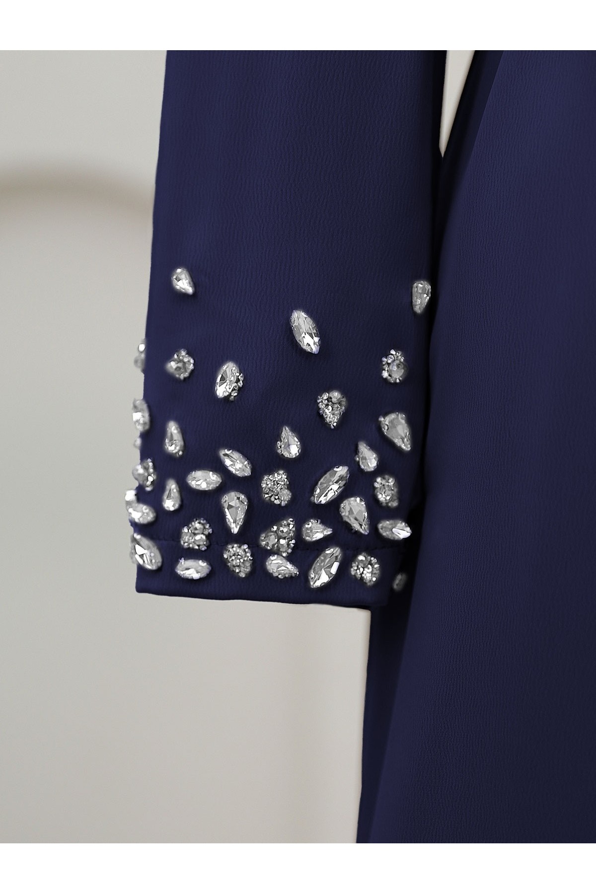 Korse Kemerli Taşlı Saten Abiye  -Laci