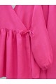 Kolu Lastikli İp Bağcıklı Müslin Takım -Fuşya