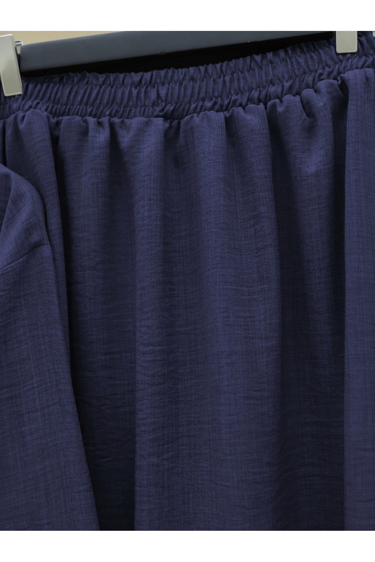 Önü Bağcıklı Beli Lastikli Etekli Keten Takım     -Laci