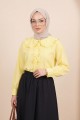 Bebe Yaka Kurdele Detaylı Gömlek     -Sarı