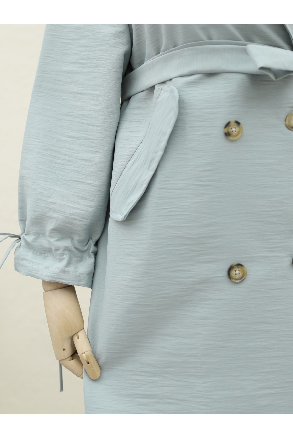 Kolu Manşeti Bağcıklı Kemerli Kap -Su Yeşili