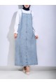 İnce Askılı Kot Jile -Açık Mavi