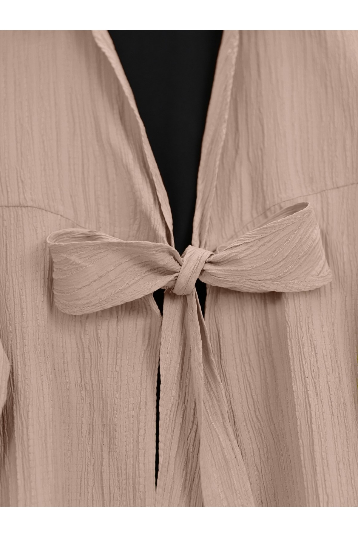 Önden Bağlamalı Krınkıl Kimono -Somon