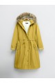 İçi Pelüş Çıkma Ķapşonlu Bondig Mont  -Sarı