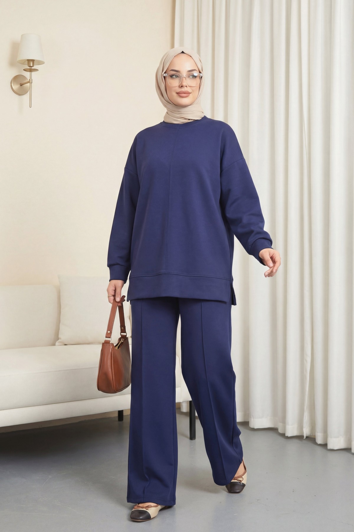 Yuvarlak Yaka Çimalı Oyşo İkili Takım -Laci