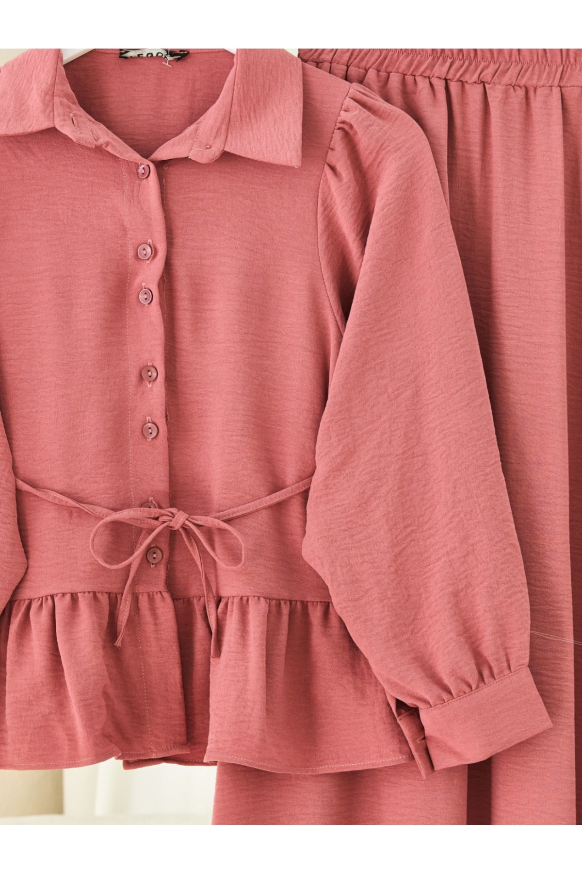 Parçalı Büzgülü Bluz Etekli Takım -G.Kurusu