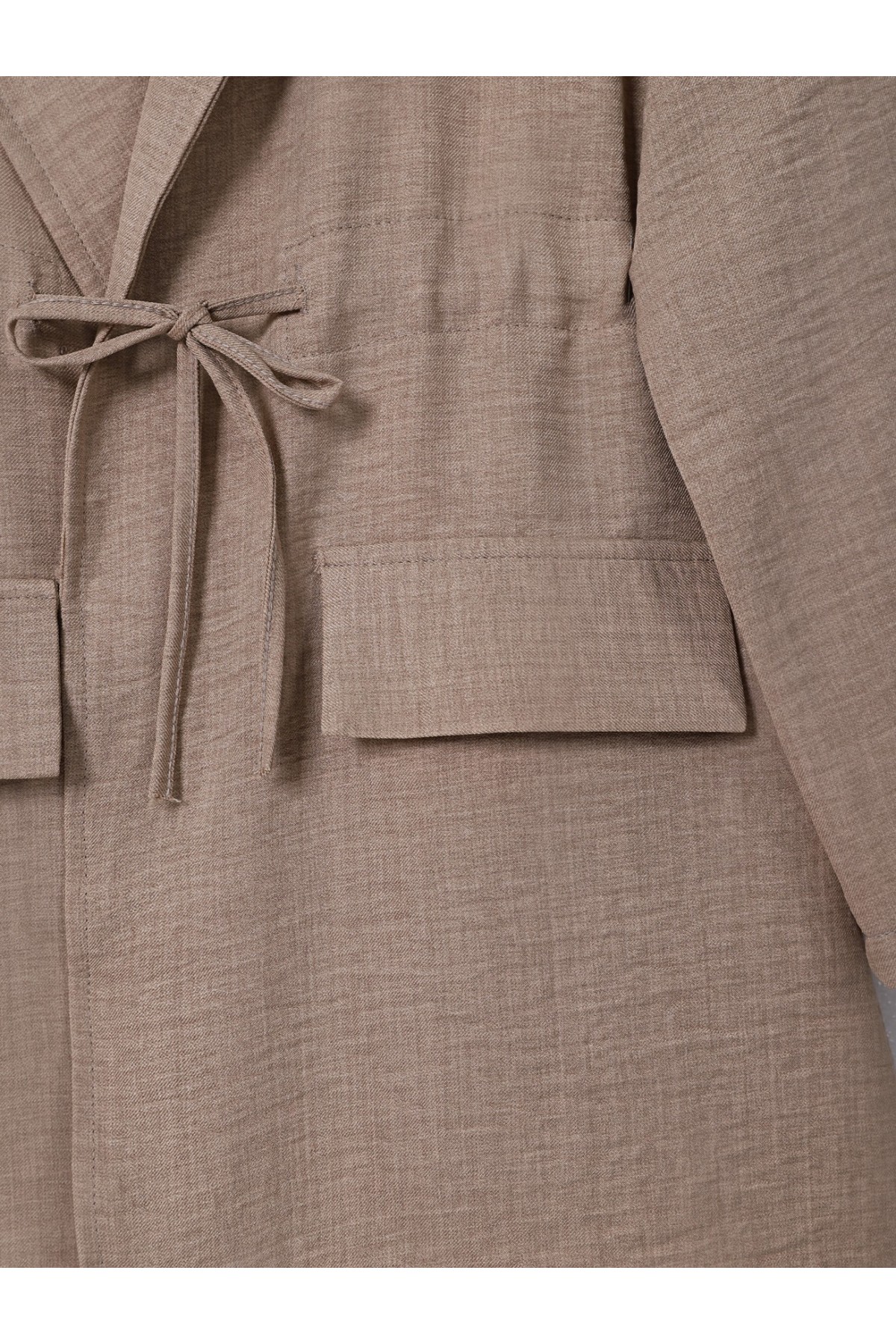 Kapaklı Tünel Köprülü Ceketli Keten Takım -Vizon
