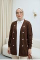 Ajurlu Nakışlı Hırka     -Açık Kahve
