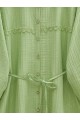 Taşlı Düğmeli Beli Bağlamalı Dantel Detaylı Gömlek -A.Yeşil