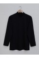 Yarım Boğazlı Uzun Kollu Bluz -Siyah