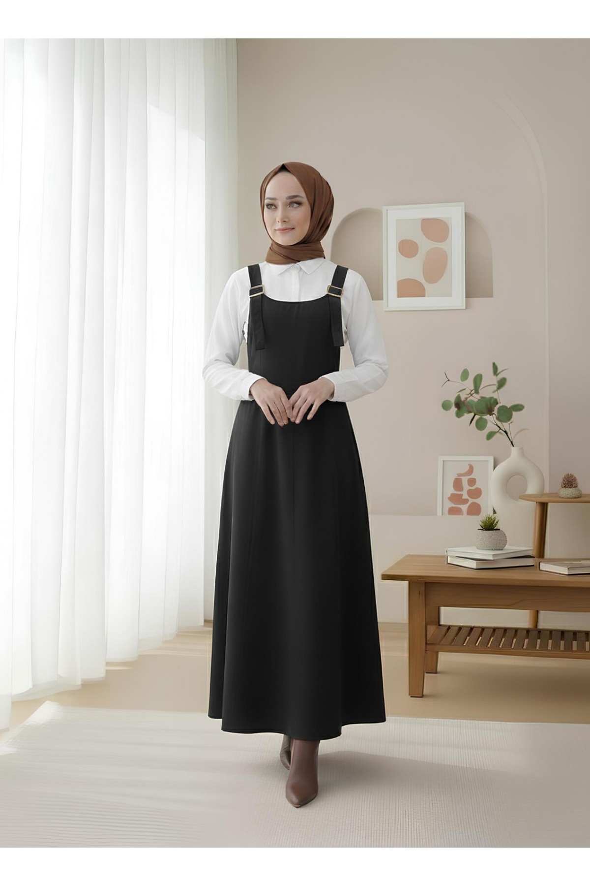 Yarım Fermuarlı Gabardin Jile  -Siyah