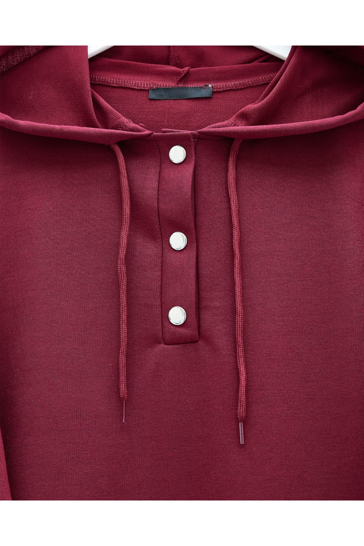 Çıtçıtlı  Arma Detaylı İkili Penye Takım  -Bordo