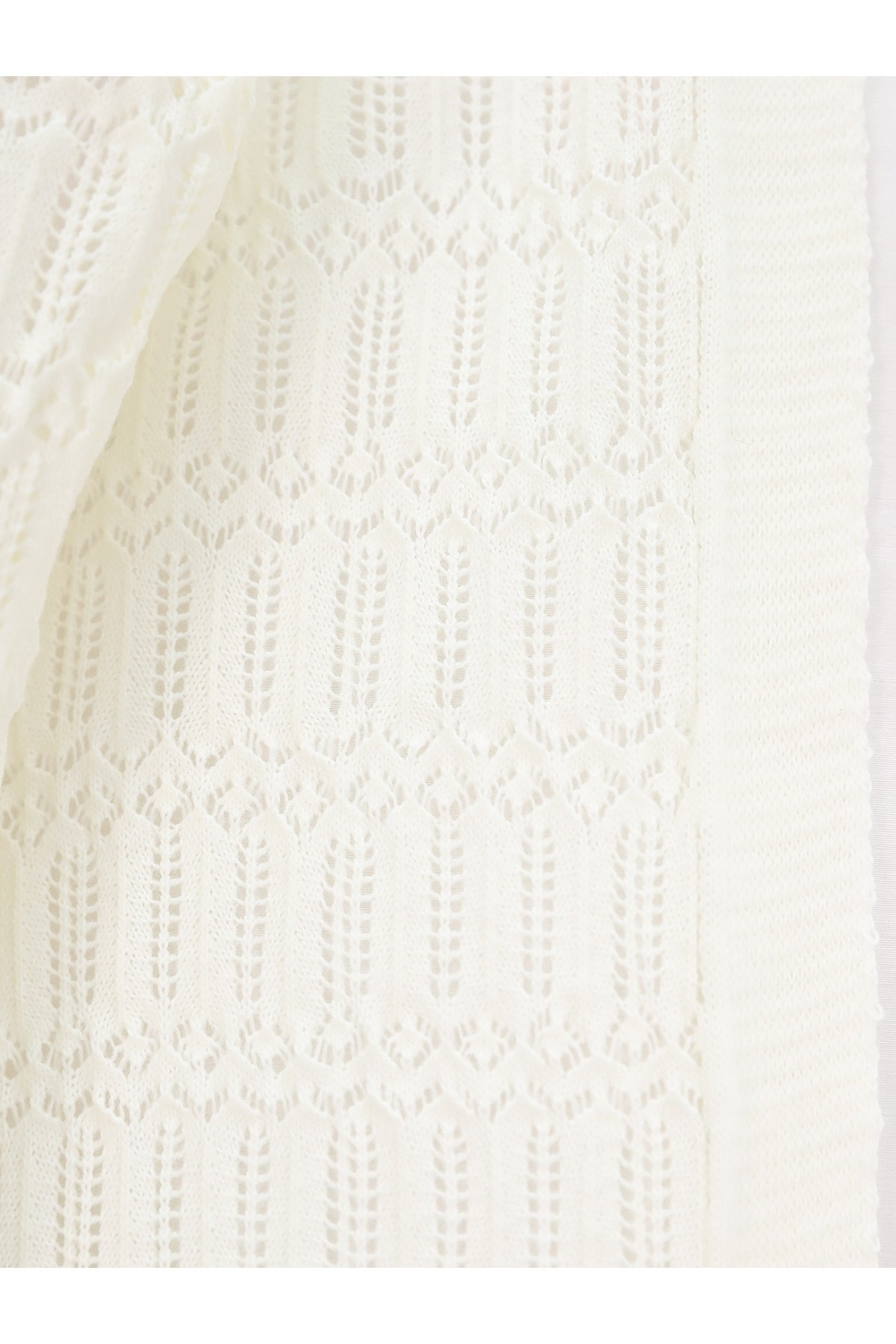 Ajurlu  Desenli Baharlık Hırka  -Beyaz