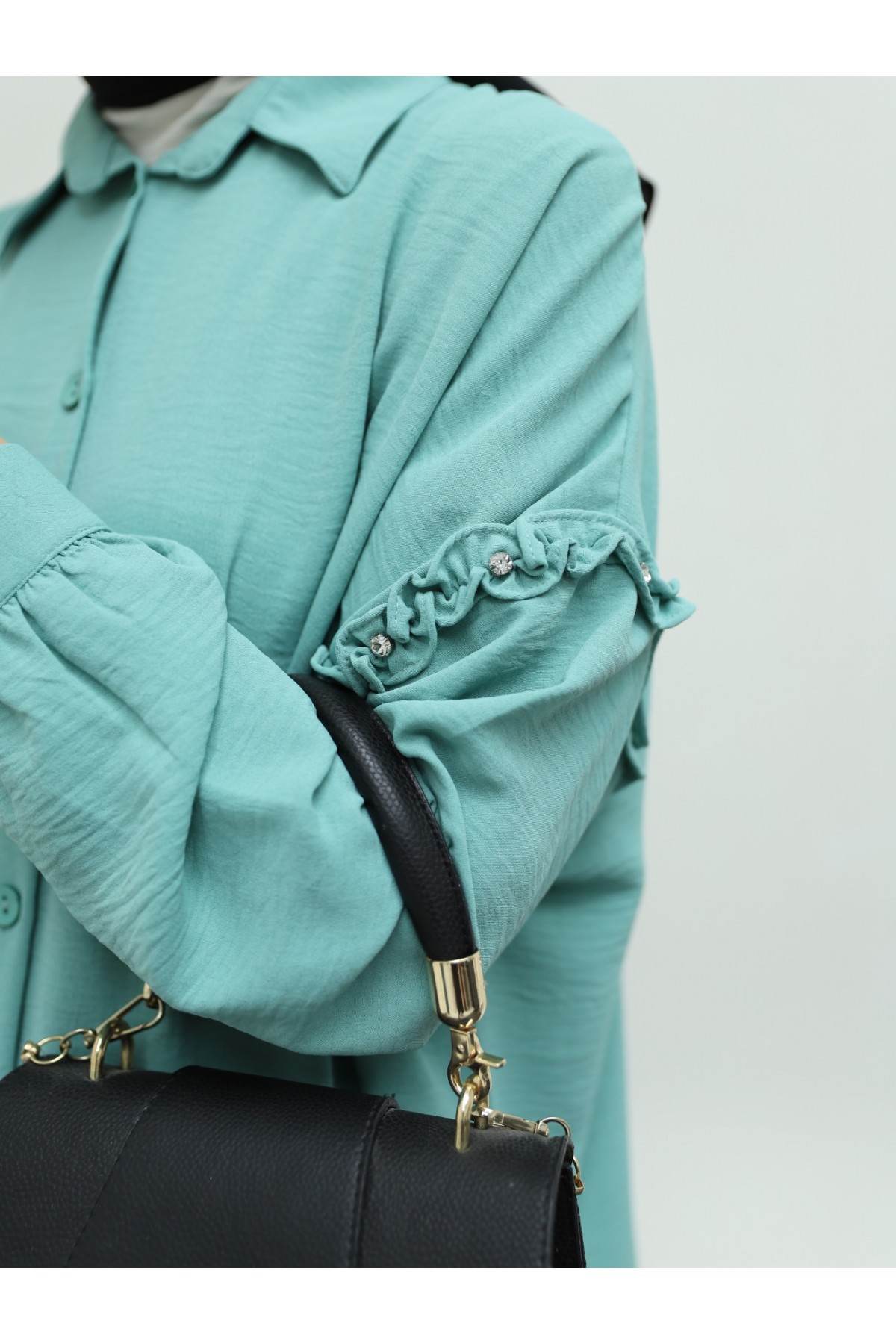 Kolları Taşlı Fırfırlı Salaş Ayrobin Tunik  -Çağla Y.