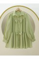 Önü Fiyonk Detaylı Parçalı Gömlek  -Su Yeşili