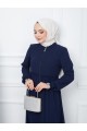 Parçalı Kolu Lastikli Boydan Fermuarlı Ferace -Laci