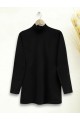 Yarım Boğazlı Uzun Kollu Bluz -Siyah