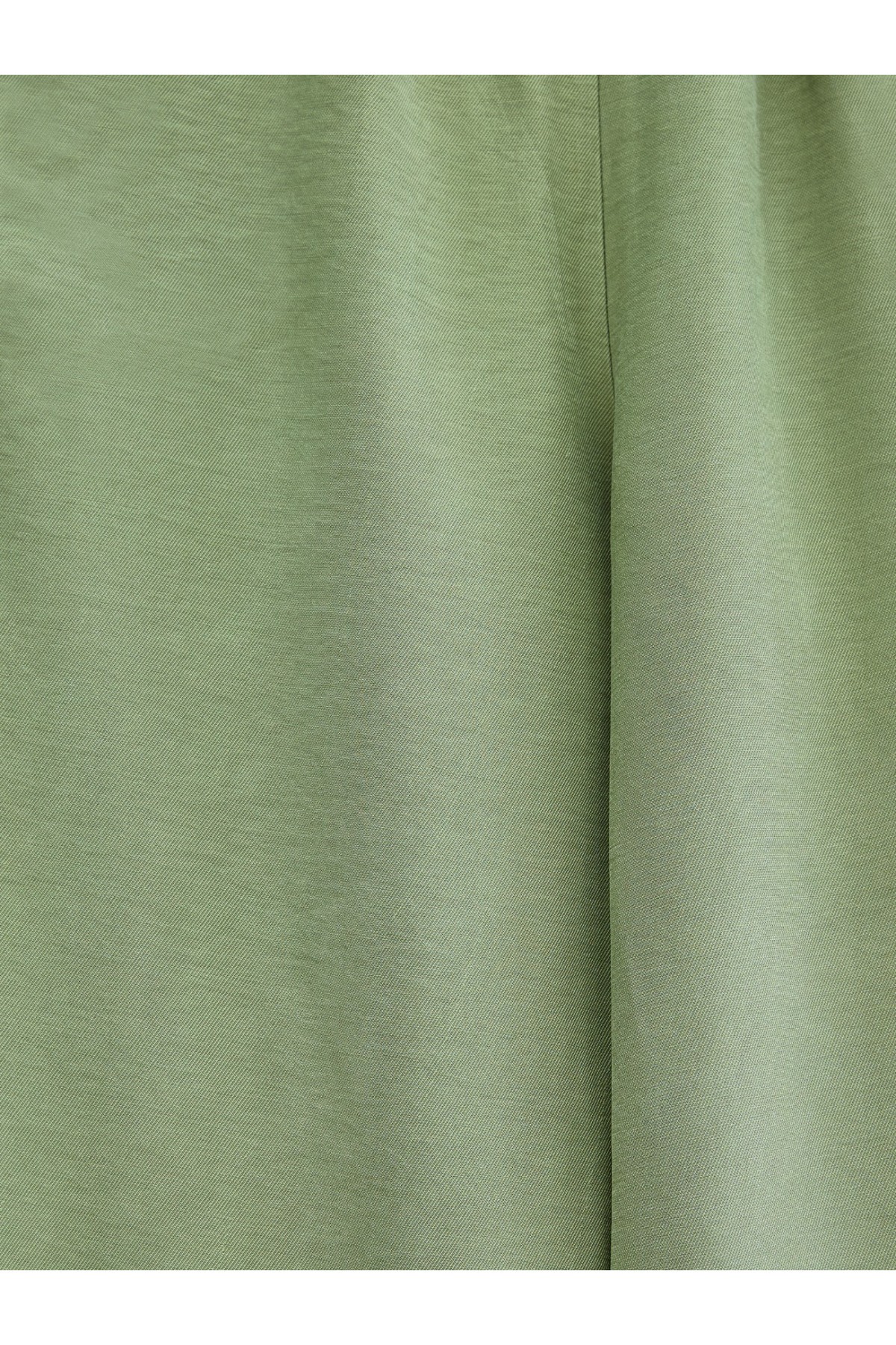 Beli Lastikli Bağcık Detaylı Cepli Bol Paça Tensel Pantolon -Çağla Y.