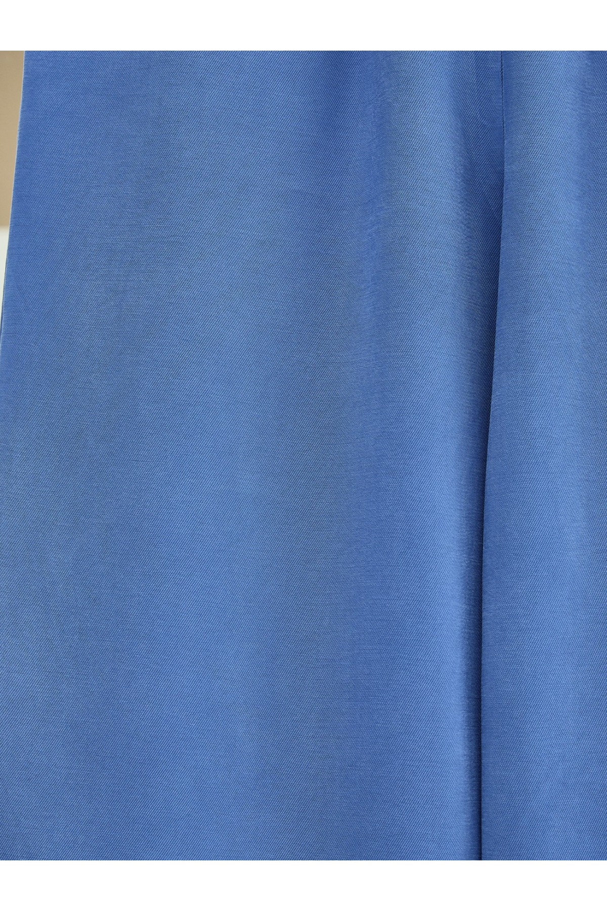 Beli Lastikli Bağcık Detaylı Cepli Bol Paça Tensel Pantolon -İndigo