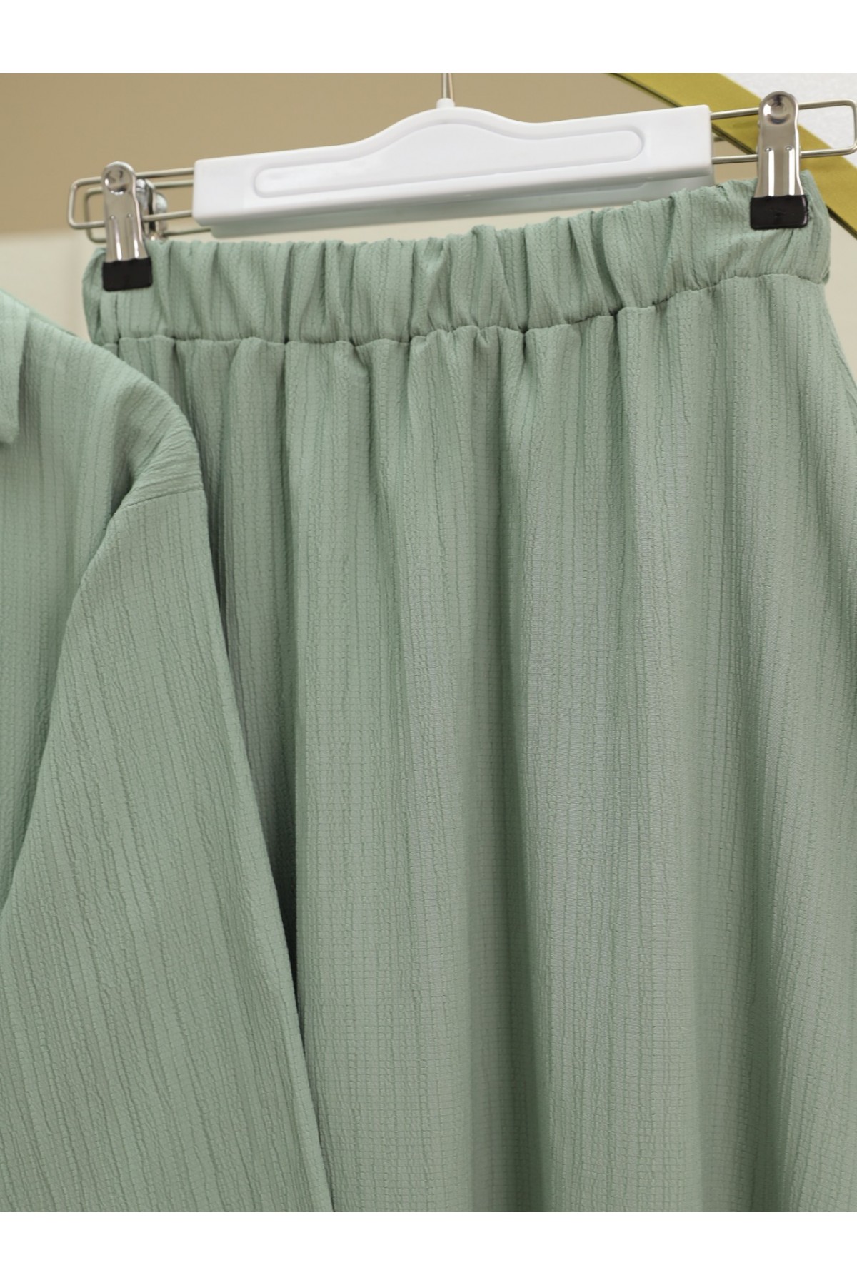 Önü Bağlamalı Etekli Krinkıl Takım  -Su Yeşili