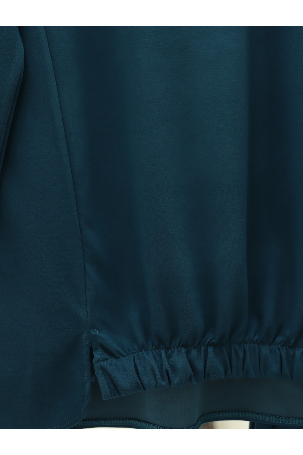 Etek Ucu Lastik Detaylı Osyho Kumaş Kapşonlu Takım -Petrol