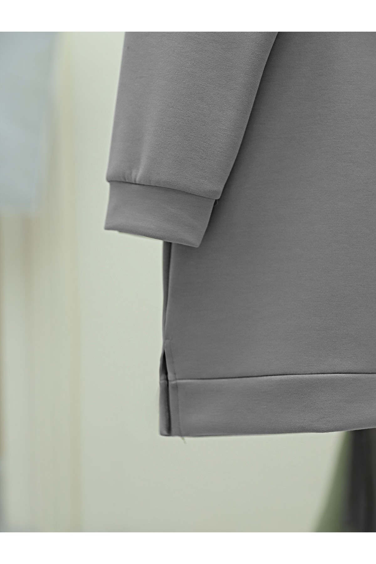 Kuş Desenli Taşlı Oysho Tunik  -Açık Gri