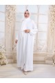 Kendinden Şallı Boydan Fermuarlı İthal Krep Namazlık -Beyaz