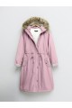 İçi Pelüş Çıkma Ķapşonlu Bondig Mont  -Pudra