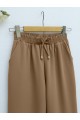 Beli Bağcıklı Dar Paça Pantolon   -Tarçın