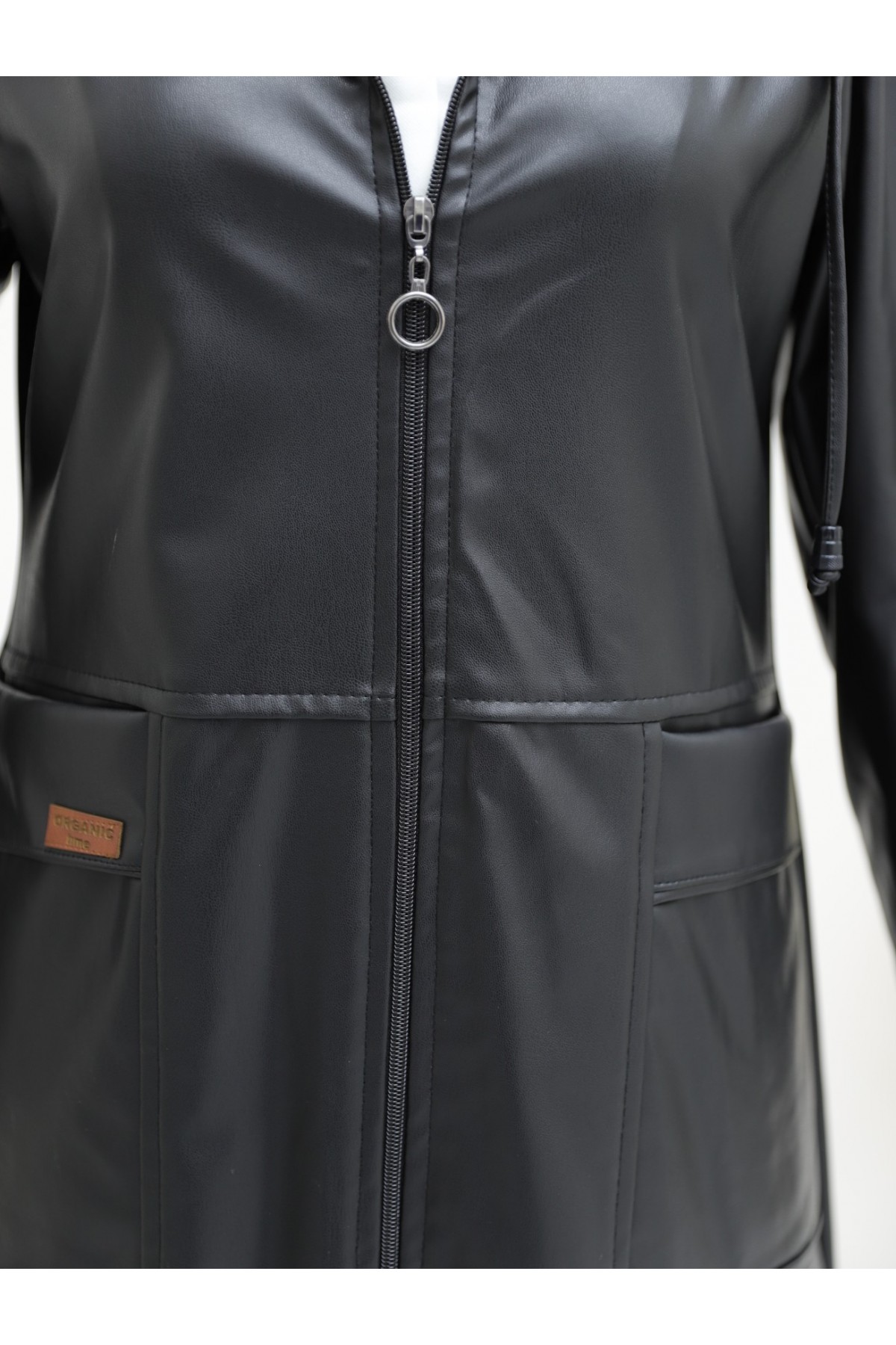 Torba Cepli Fermuarlı Suni Deri Kap -Siyah