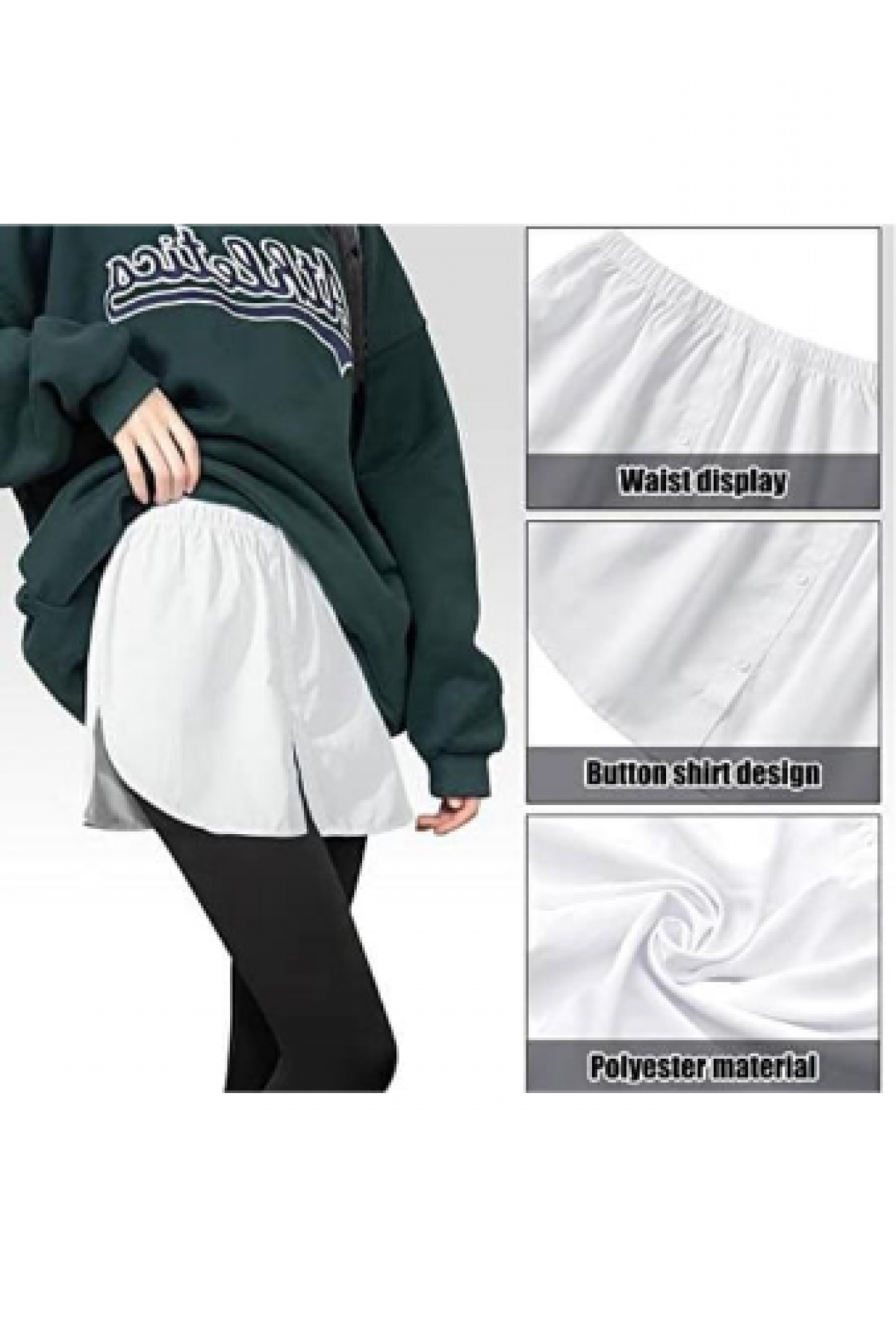 Lastikli Düğmeli Kurtarıcı Gömlek Altı Eteklik -Beyaz