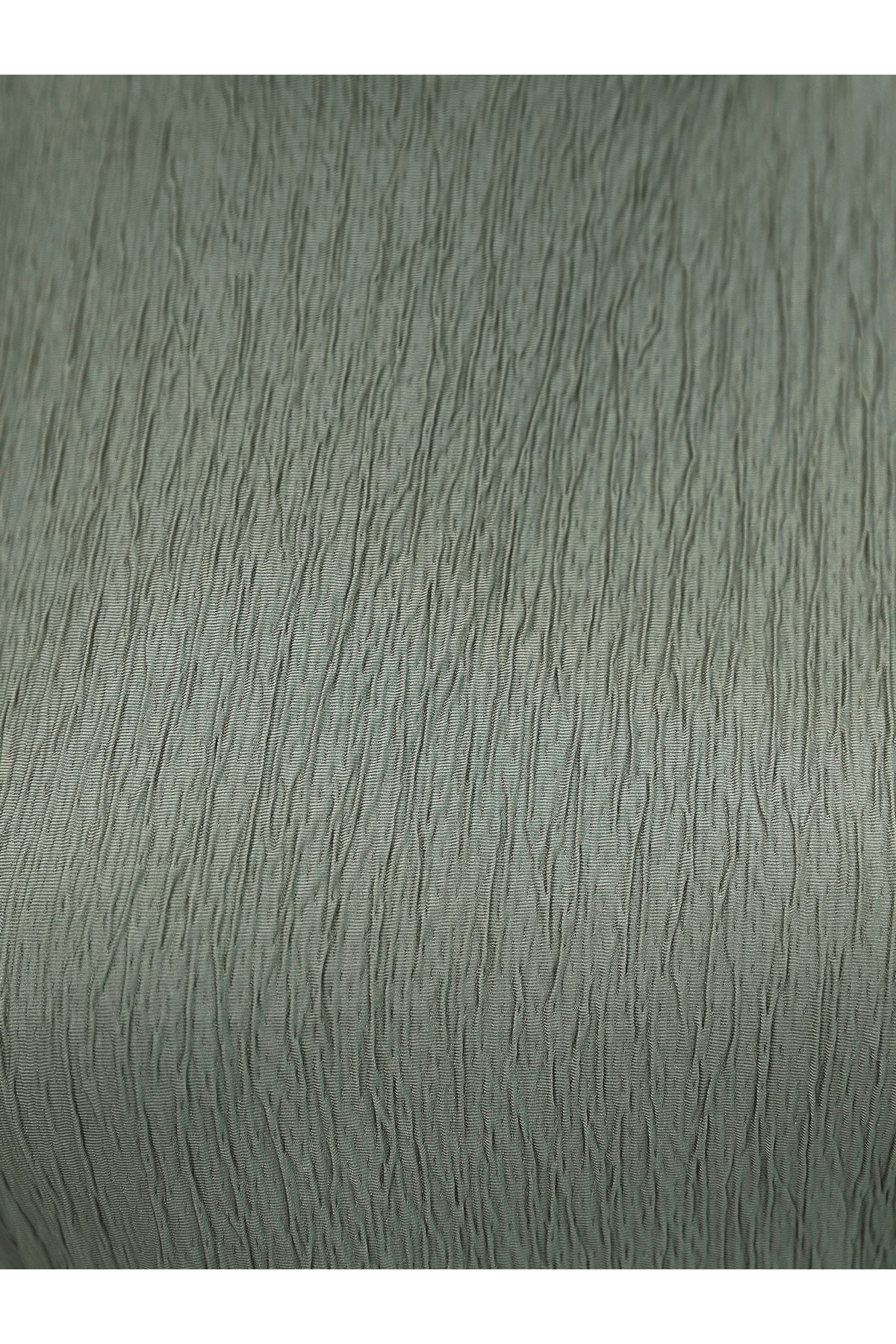 Omuzu Vatkalı Bağcıklı Bürümcük Elbise -Çağla Y.