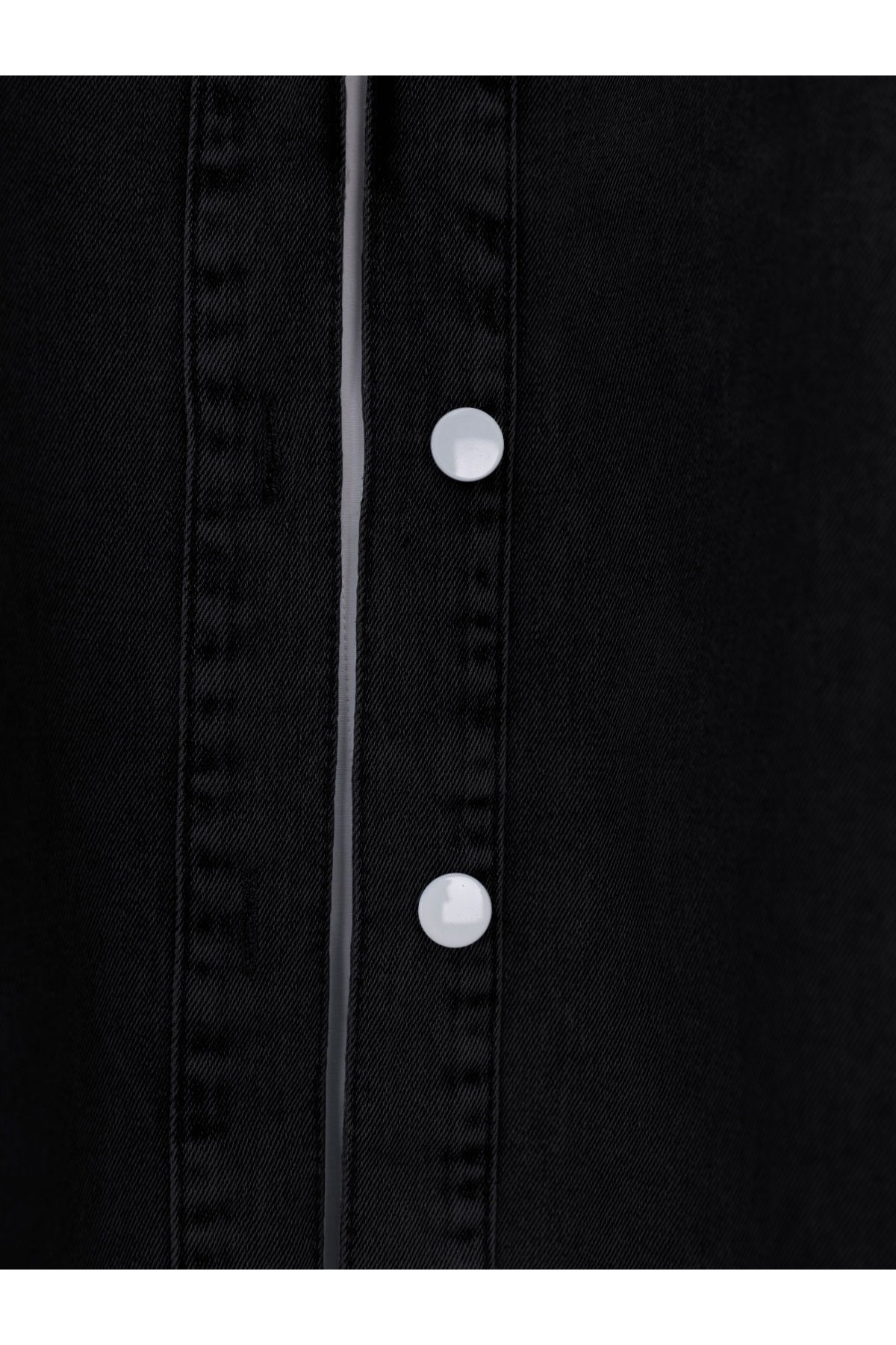 Kapşonlu Düğmeli Oval Kesim Kot Kap  -Siyah