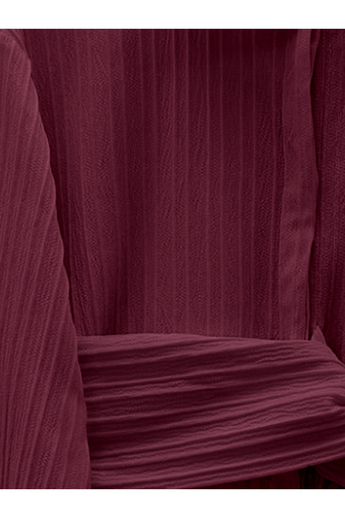 Belden Bağlamalı Fitlli Krinkıl Gömlek  -Bordo