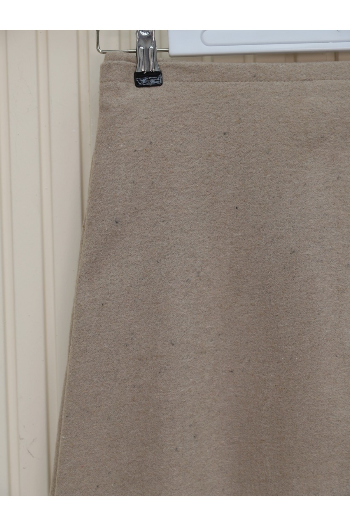 Beli Lastikli İnce Biyeli Kaşe Etek -Vizon