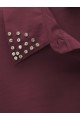 Yakası Taşlı Belden Bağlamalı Pantolonlu Takım -Bordo