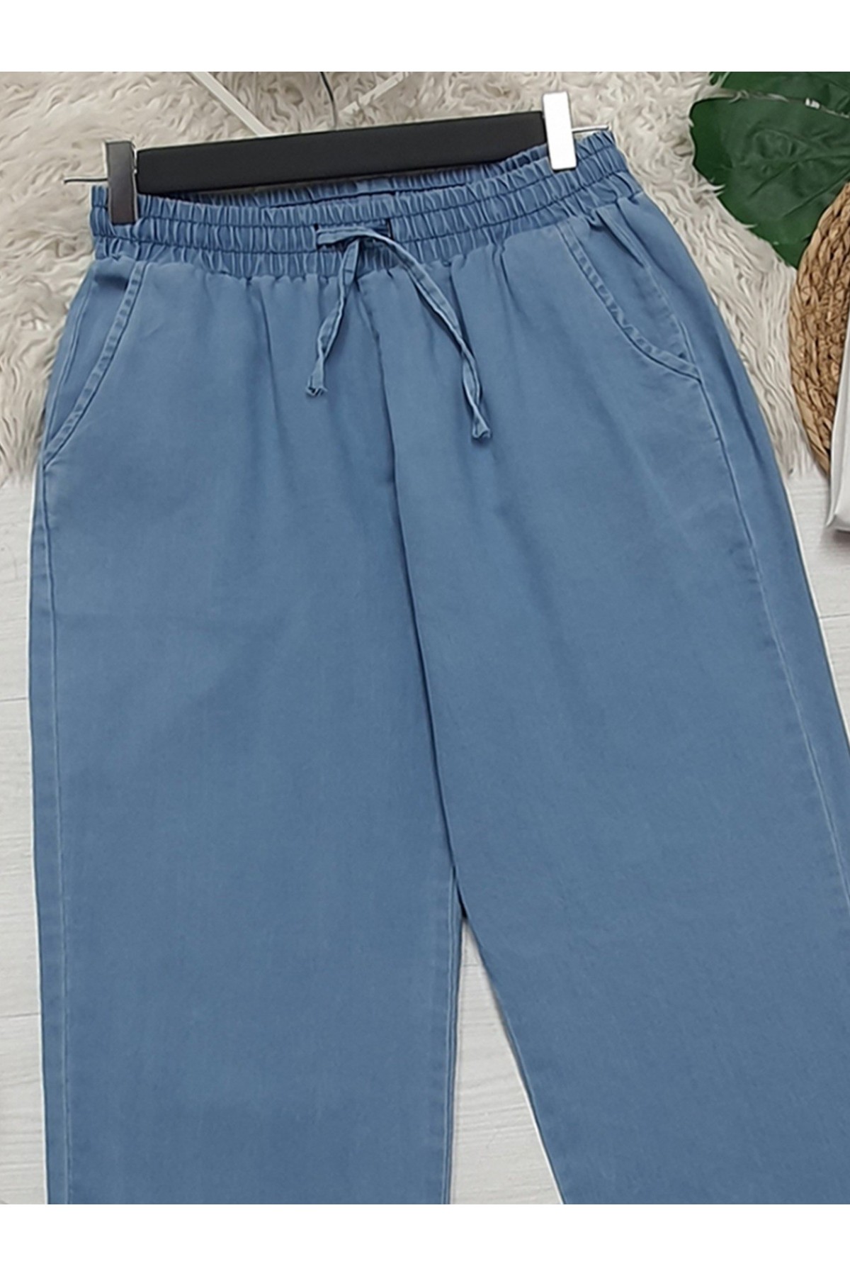 Duble Paça Yıkamalı Soft Kot Pantolon  -Buz Mavi